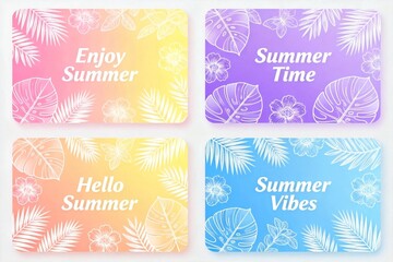 Naklejka premium Summer Vibes: Tropical Floral Banners