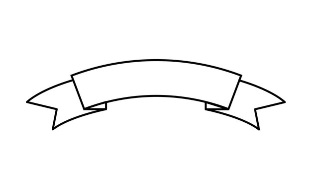 Minimal Curved Ribbon Banner Outline Vintage Scroll Blank Label Vector Illustration
