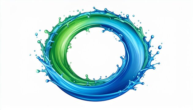 Vibrant turquoise and blue spiral rope coil isolated on white.