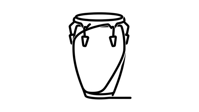 Black and white conga drum illustration on white background.