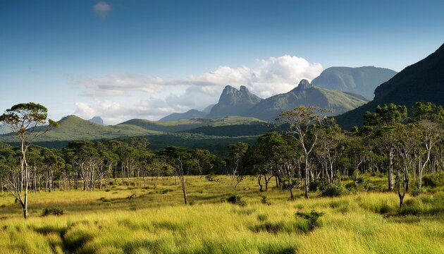 Landscape With Green Grass Forest And Mountains Of Nosy Hara National Park In Madagascar