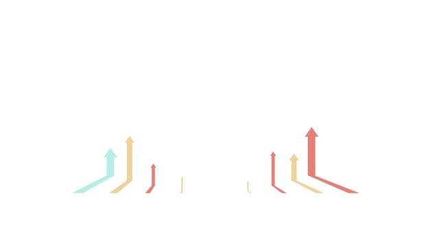 Flat vector business infographic animation with multiple colorful arrows rising up simultaneously