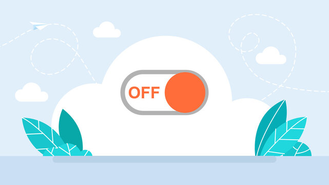 Digital toggle switch button icon in off position. Conceptual illustration of turning off, power saving, system shutdown, deactivation, closing, disconnection or logout. Flat illustration