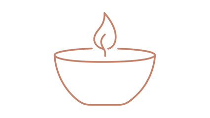 Fototapeta premium Spa candle vector icon in warm minimalist line style, peaceful bowl with gentle flame for aromatherapy, meditation, self care, wellness studio branding, relaxation rituals, and soothing beauty design