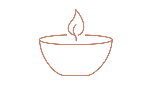 Spa candle vector icon in warm minimalist line style, peaceful bowl with gentle flame for aromatherapy, meditation, self care, wellness studio branding, relaxation rituals, and soothing beauty design