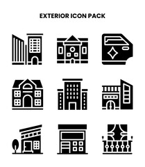 Fototapeta premium Exterior Glyph Vector Icons Pack