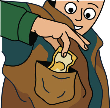 Hand Stealing Money from Bag Pickpocket Illustration