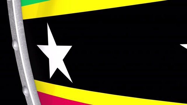 Metallic Shield Transitions with the National Flag of Saint Kitts and Nevis