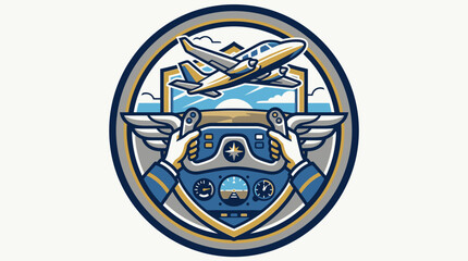Airplane Pilot Helmet Closeup Illustration. © samsul