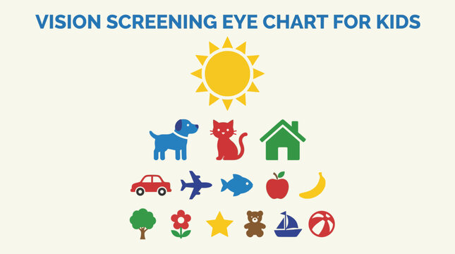 Vision Screening Eye Chart with Cartoon Symbols for Kids