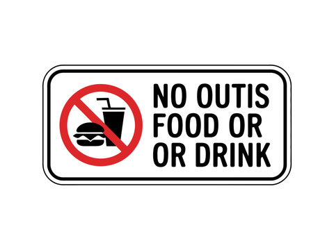 No food or drink allowed rectangular sign isolated on white background vector