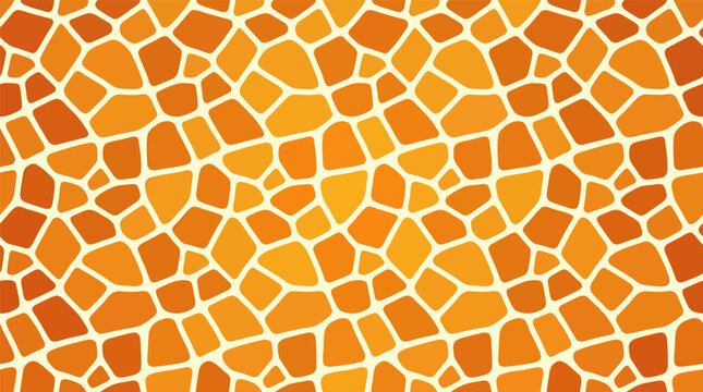 Seamless repeating giraffe skin animal print pattern in warm orange and yellow tones with seamless background abstract geometric wildlife illustration decorative repeating wallpaper patterned