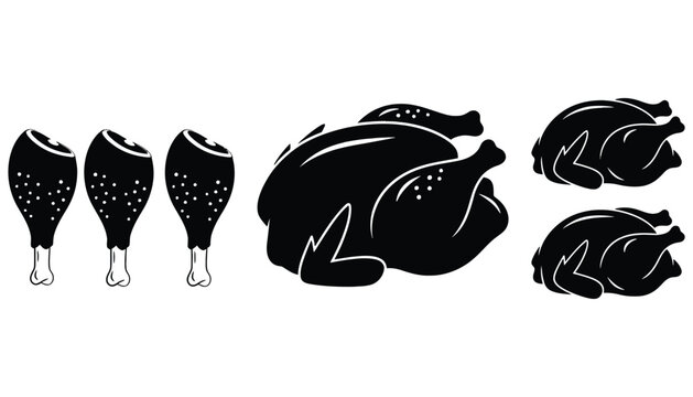 Imagine prompt. icons of whole roasted chicken and drumsticks