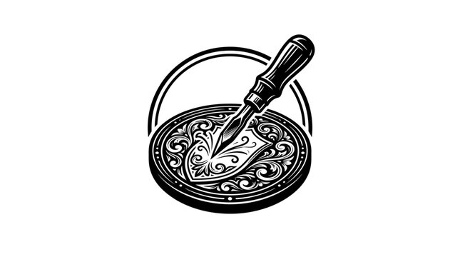 Inkwell with Quill Pen Writing Instrument.