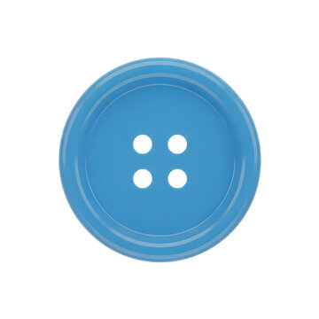 Blue button with four holes isolated on white