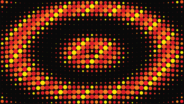 Abstract background featuring circular halftone pattern with shades of orange red and yellow.