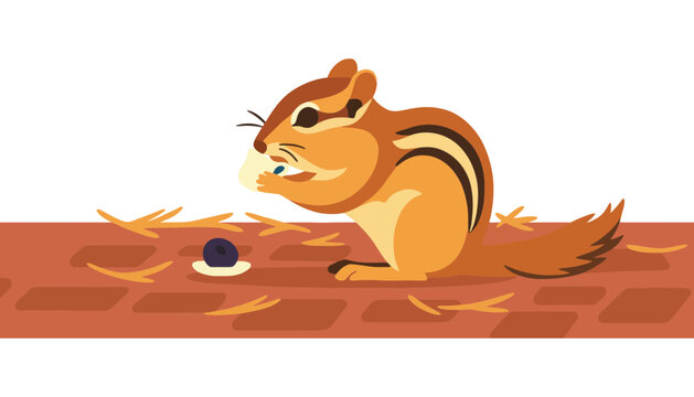Imagine prompt: cute chipmunk eating a blueberry on wooden background