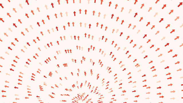 Abstract background featuring radial pattern of small red arrows pointing towards outer edges.