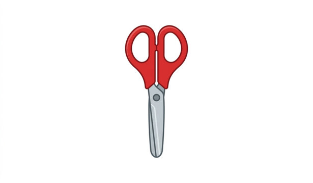 Red Closed Scissors Flat Vector Illustration with Office Cutting Tool Isolated on White Background