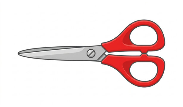 Red Closed Scissors Clip Art Vector Icon in Modern Flat Design Style