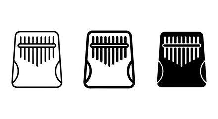 Kalimba Thumb Piano Icons, African Music Instrument Vector Set, Simple Black and White Line Art © ff