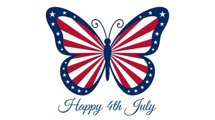 Fototapeta premium Butterfly graphic with American flag pattern for 4th of July celebration