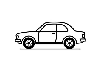 Naklejka premium Black Classic Sedan Car Icon Vector Isolated on White Background, Retro Automobile Vehicle Symbol for Transportation, Mobile App, Web and UI Design