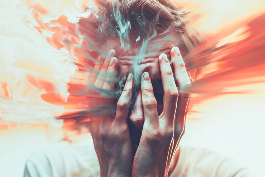 ADHD emotional regulation concept with stress and impulsive reactions.