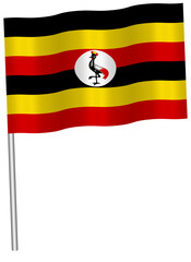 Obraz premium Uganda wave flag icon vector illustration