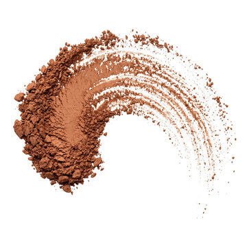 Brown Powder Swirl Smudge on White Background, Makeup Product Sample