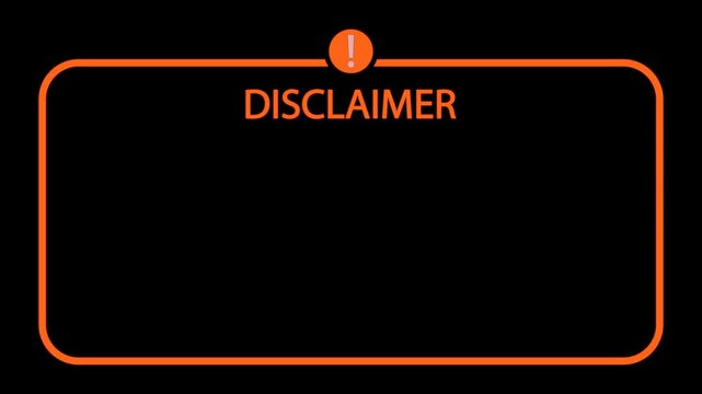 Glowing Disclaimer Text Animation with Alternating Red and Yellow Neon Glow on Dark Background