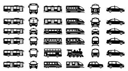 Vector collection of public transport and taxi vehicle icons © Creative Layer