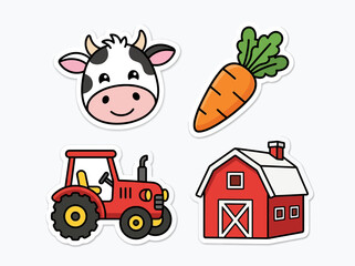 Fototapeta premium Farm tractor and icons.