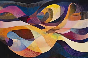 Fototapeta premium Abstract expressionist painting with flowing organic shapes and vibrant colors