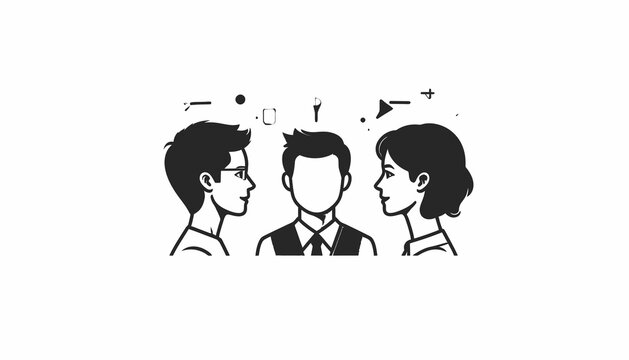 Three people talking to each other.