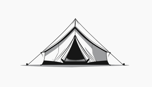A tent with a triangular opening.