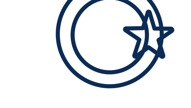 Patriotic star badge vector icon with navy circular outline, clean minimalist line emblem for awards, rankings, labels, ribbons, medals, seals, achievements, and modern graphic resources