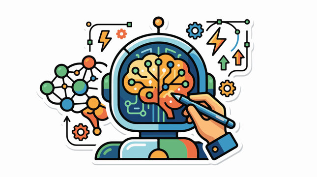 Artistic representation of a robot's brain being created or enhanced