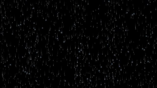 Dynamic illustration of heavy rainfall against a stark black backdrop, capturing the essence of a stormy night or intense atmospheric phenomenon