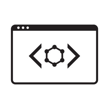 Code editing Interface Icon With Hexagon Black Silhouette On White