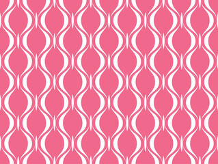 Fototapeta premium The geometric pattern with wavy lines. Seamless vector background. White and pink texture. Simple lattice graphic design