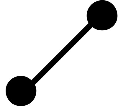 Minimal connected node vector icon illustration with a bold black line and circular endpoint, evoking linked ideas, data pathways, network structure, communication, and innovation flow