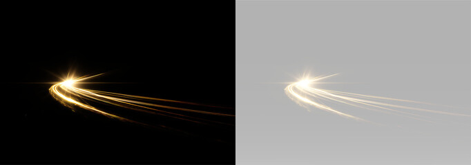 Golden glowing light flare with fast energy streak sparkling trail and radiant motion effect © theladydarina