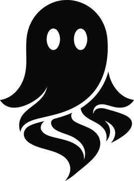 Minimalist ghost silhouette icon for halloween and spooky themed designs