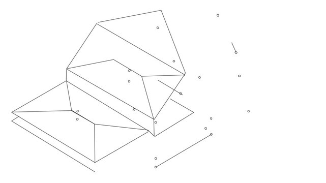 Delicate wireframe envelope vector illustration with geometric fold lines, minimalist mail icon concept for digital message, email delivery, contact workflow, web interface and technology graphics