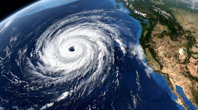 Dramatic satellite view of a powerful hurricane over the pacific ocean