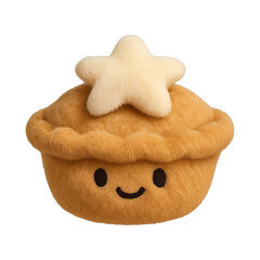 Fototapeta premium PNG Cute plush pie with smile