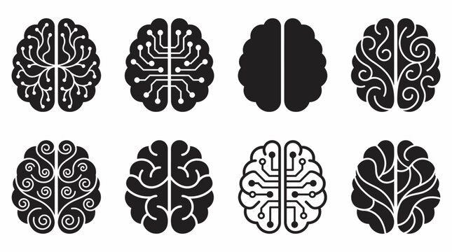 Brain logo designs for ai and technology companies
