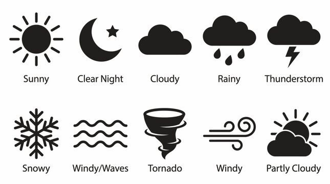 Weather icons for various conditions and forecasts
