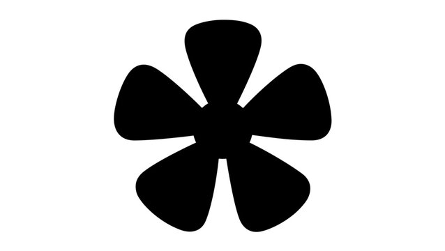 Clean flat vector line icon of a spinning fan propeller, suited for ventilation signage, mechanical diagrams, energy dashboards, and appliance controls.